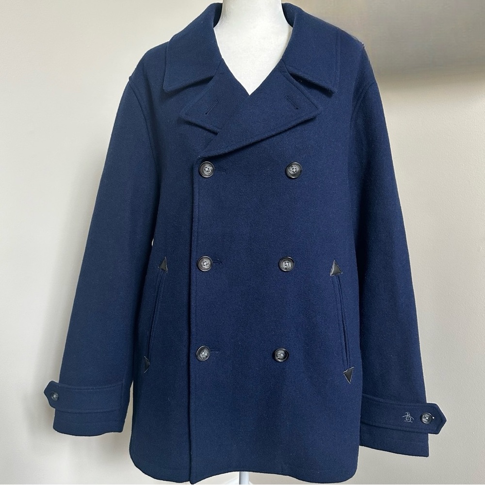 Penguin Double Breasted Wool Blend Peacoat
